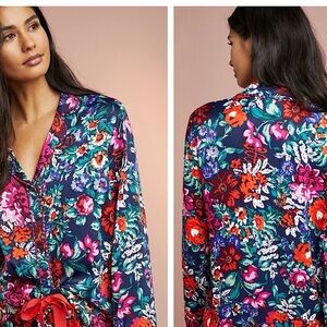 Anthropologie floreat floral silk pajama top